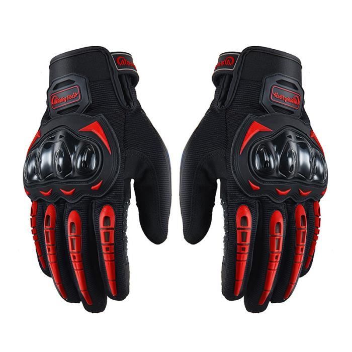Gants de moto rouges, gants à écran tactile à doigts complets, adaptés aux sports de plein air tels que les courses de motos.
