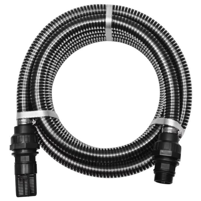 Tuyau d'aspiration avec raccords 10 m 22 mm Noir