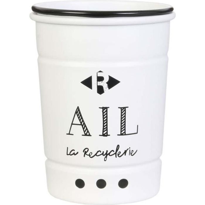 Boîte de conservation à ail en métal Blanc