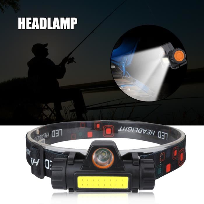 Lampe de poche de lampe frontale, rechargeable par USB, lampe frontale étanche légère et super lumineuse, pour le camping randonnée