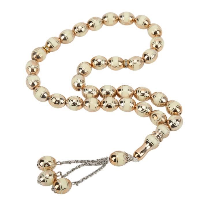 Sonew chapelet musulman Chapelet Blanc Beige Lac Bleu Vert Couleur Motif Étoile Résine 33 Perles De Prière pour Cadeau De