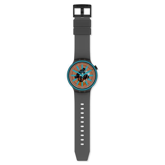 Bracelet cuir / tissu homme - SWATCH - Montre Swatch Big Bold Fire Taste - Couleur de la matière:Noir
