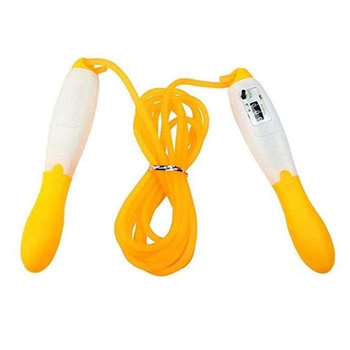 Sauteur numérique à écran LCD réglable saut à sauts de corde Calorie compteur compteur - jaune