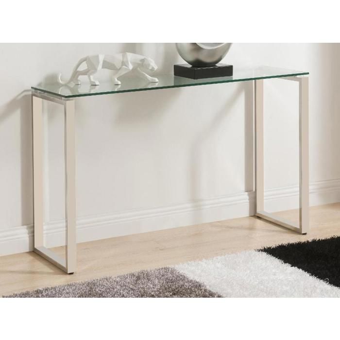 Console FREYA - Verre trempé & métal chromé