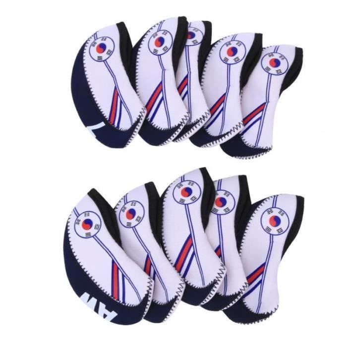 QN18880-couverture de club de fer de golf 10pcs couverture de tête de club de fer de golf en tissu portable avec accessoire de spo