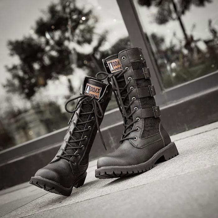 Bottes d'équitation faites main en cuir noir, mi-mollet, chaussures