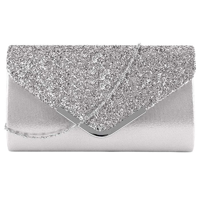 Pochette soirée femme élégante à paillettes sac à main brillant avec chaîne pour mariage fête ou bal pratique