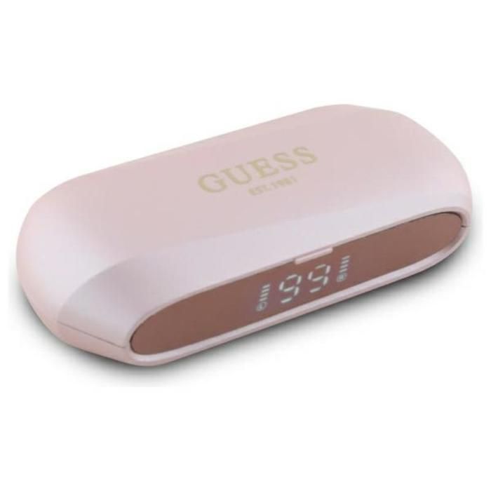 Écouteurs Bluetooth TWS + étui de chargement (rose) Logo imprimé métallique allongé Guess