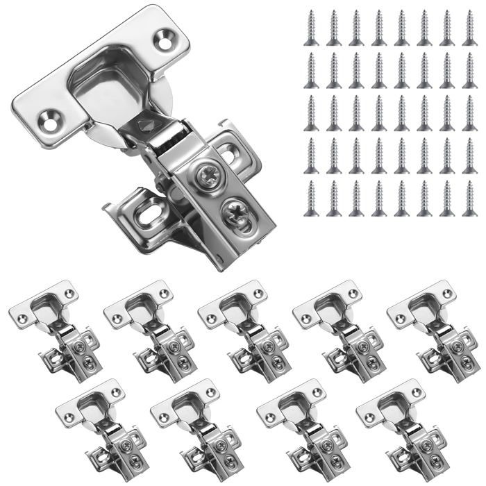 Lot de 10 charnières inox Soft-Close Overlay pour armoires — vis incluses