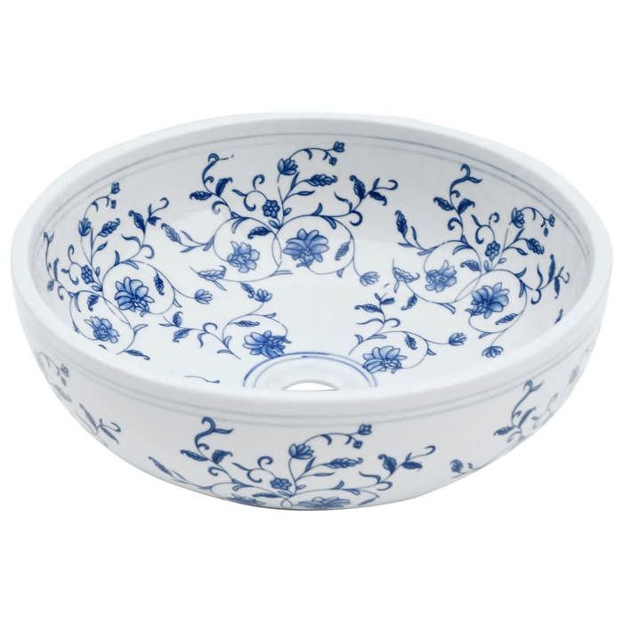 Remise Vasque - UU - à poser blanc et bleu rond Φ41x14 cm céramique JILIMAISON2025 37150002