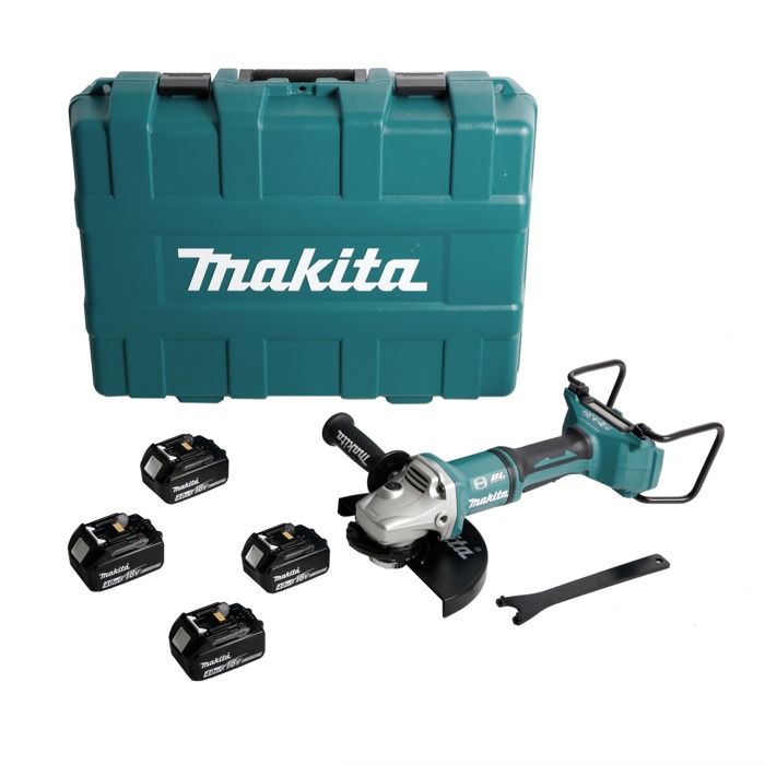 Makita DGA 900 M4KX2 Meuleuse d'angle sans fil 36V 2x18V 230mm Brushless + 4x Batteries 4 0Ah + Écrou de serrage rapide ''Ezynut'' + Coffret sans chargeur - vue 2