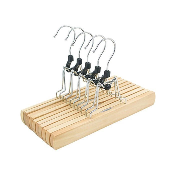 5 pièces cintres en bois pour pantalons Naturel 25cm×17cm