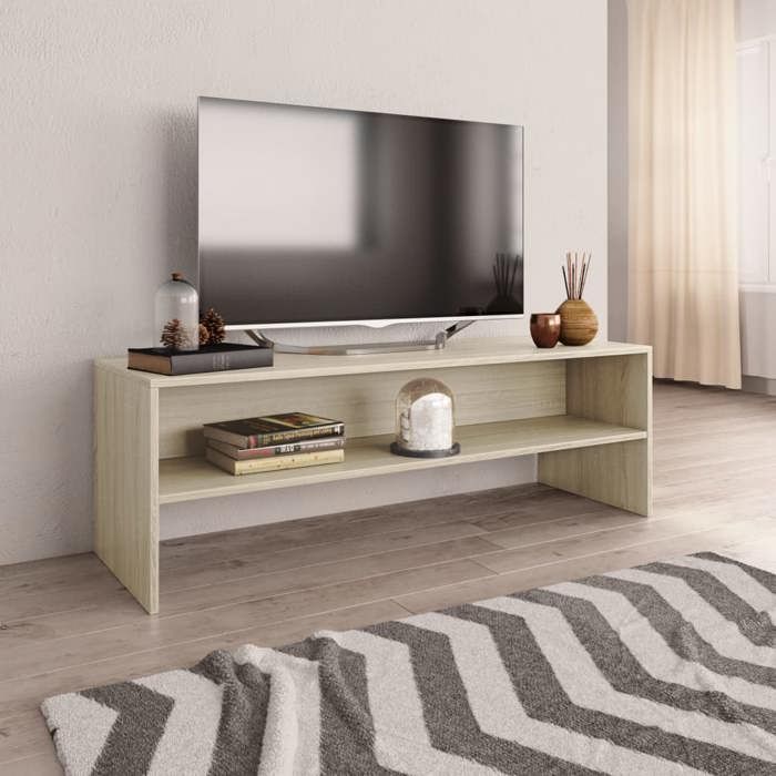 Meuble TV en bois dingénierie - VIDAXL - 120x40x40 cm - Chêne sonoma - Compartiment ouvert - Facile à nettoyer