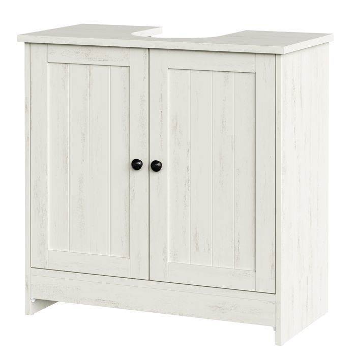Meuble sous Lavabo Toolless Assemblage Rapide sans Outils avec Étagère Réglable Blanc Meuble sous Lavabo Toolless Assemblage Rapide sans Outils avec Étagère Réglable Blanc