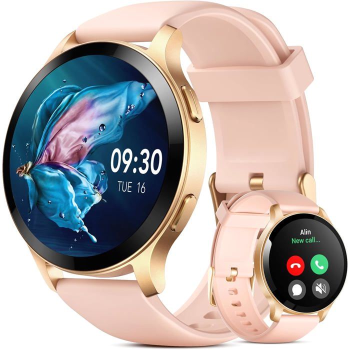 Montre Connectée Femme Avec Appels Bluetooth 1.43 Sport Fitness Tracker Moniteur De Fréquence Cardiaque Sommeil Montre P[YS954]