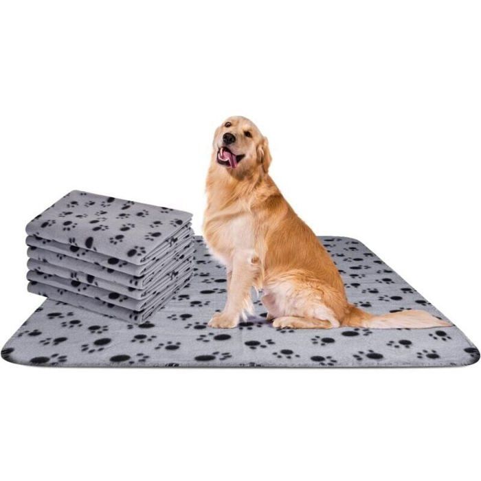 Couverture pour animaux en polaire - ZOR® - Lot de 6 - 120x100 cm - Gris - Lavable en machine - Douce - Indéchirable
