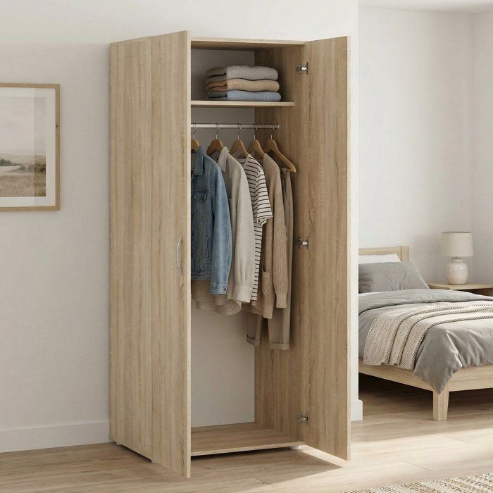 Armoire 2 Portes Malvito Dmora Bois Aggloméré Chêne Marron 51 9x179h cm Armoire 2 Portes Malvito Dmora Bois Aggloméré Chêne Marron 51 9x179h cm