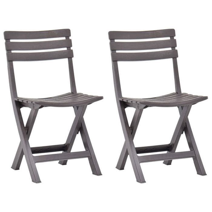 Gris Chaises de jardin pliables lot de 2 Plastique Mocha - SIEGE de jardin H18001