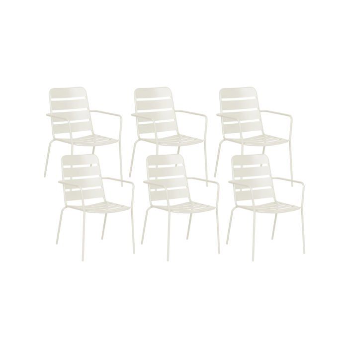 Lot de 6 chaises de jardin TERENZO Métal Beige clair Lot de 6 chaises de jardin TERENZO Métal Beige clair