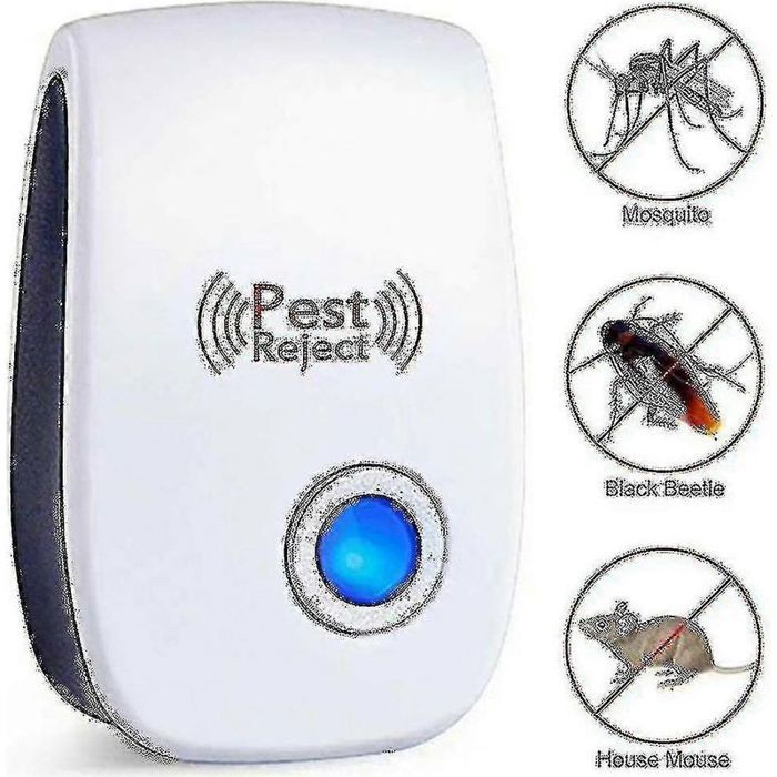 Lot de 4 répulsifs électroniques à ultrasons contre les souris et les insectes.
