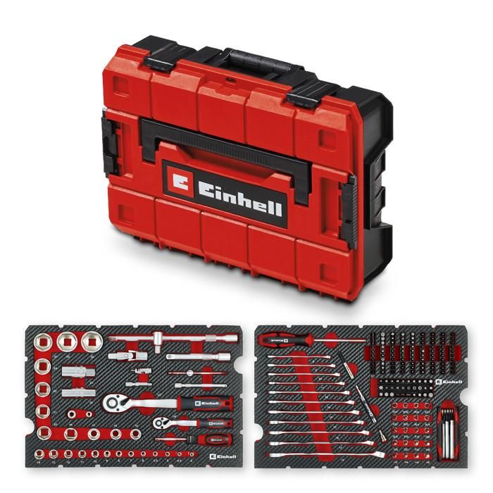 Einhell Set Mallette Outils Mécanique E Case 201 pcs Polyvalente Embouts Douilles Cliquets Clés Système E Case