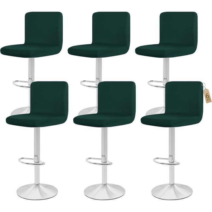 6 Pcs Housses de Chaise de Bar Couverture de Chaise de Pub Lavables Amovibles ExtensiblesHousse Tabouret de Bar (Vert Foncé)