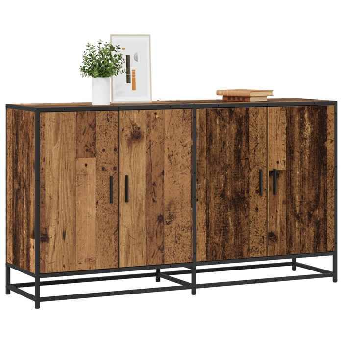 Bahut Séjour - Buffet DE rangement - bois dingénierie - bois ancien - 134 x 35 x 76 cm - 2 étagères 2563145