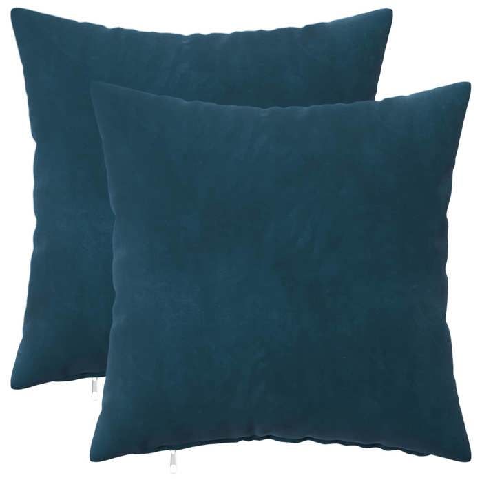Coussin avec oreiller - HEERLEN - Amovible - Lavable - Velours - Bleu - 50x50 cm - 2 pcs