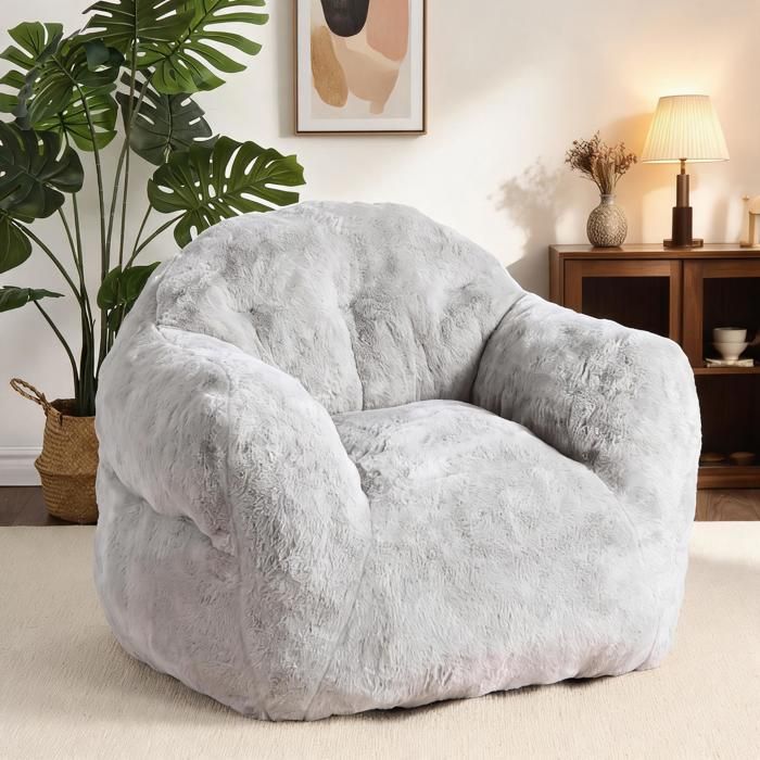 Fauteuil Poire Ergonomique – Dossier Haut & Accoudoirs Mousse à Mémoire de Forme Housse Lavable – Salon Chambre - Gris