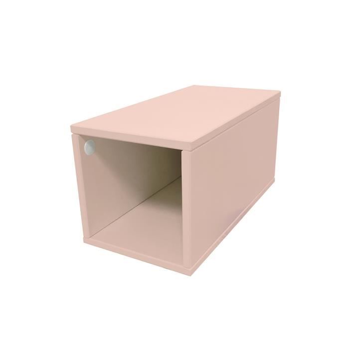 cube de rangement bois largeur 25 cm - couleur - rose pastel, dimensions - 25x50