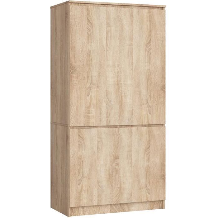 Armoire AKORD S90 Chêne Sonoma 90 cm 4 portes façade Chêne Sonoma 4 étagères 90x51x180 cm Armoire AKORD S90 Chêne Sonoma 90 cm 4 portes façade Chêne Sonoma 4 étagères 90x51x180 cm