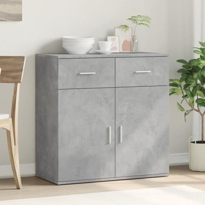 Buffet Moderne En Chêne 79x38x80 Cm - Meuble De Rangement Avec Tiroir Et Portes Pivotantes Pour Salon/cuisine