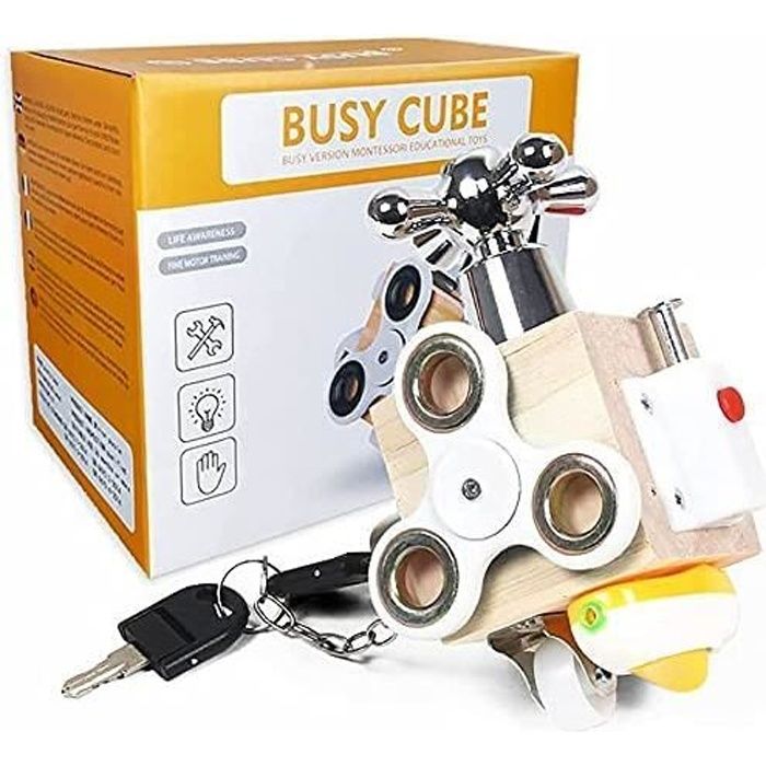 Cubes d'Activités pour Bébés Enfants Jouets Montessori 1+ an Planche d'Activités Jouets de Voyage