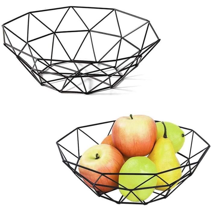 Corbeille de Fruits Panier à fruits métalliques Bol à fruits rond for la table de cuisine, grand support de fruits for les légumes, pain, bonbons et rangement des ménages Panier Fruit Plat