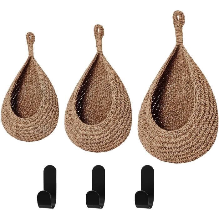 Panier à Fruits Suspendu En Coton - Lot De 3 Tailles, Forme Larme, Style Bohème - Cuisine, Rangement Légumes