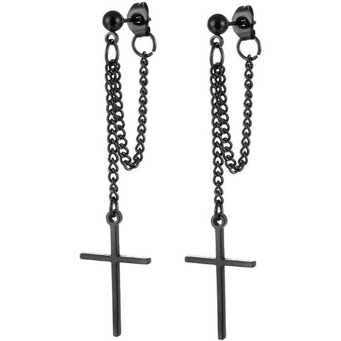 Rétro Argent Acier Inoxydable Croix Pendentif Collier Costume, Vieux Trois-Ensemble De Pièces, Exquis Et Rentable