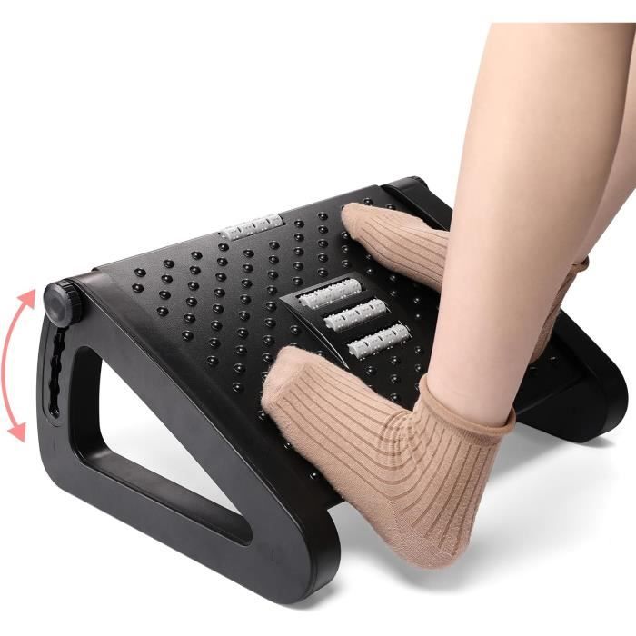 1pcs repose-pieds bureau avec fonction massage, repose-pieds ergonomique, 6 réglables en hauteur, pour une meilleure circulation