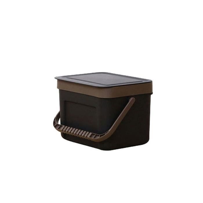 Poubelle Murale Suspendue Avec Couvercle - 26x25x15 Cm - Plastique Beige, Gain De Place - Pour Porte D'armoire Cuisine Ou Salle De Bain - 7