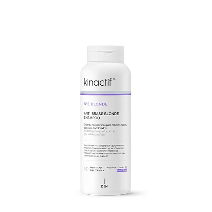 KINACTIF Anti-Brass Blonde Shampoo – 300 Ml, Neutralisiert Gelbstiche, Für Blondes & Gebleichtes Haar