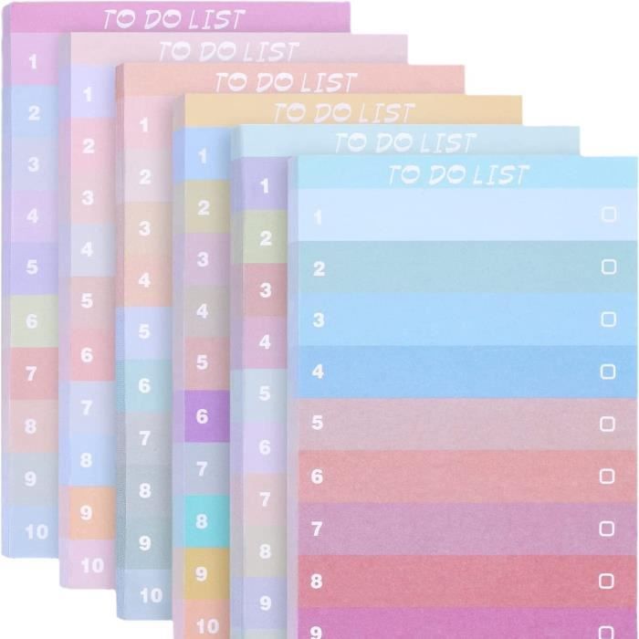 Bloc-notes coloré - Liste de tâches - Autocollant amovible - Pratique ...