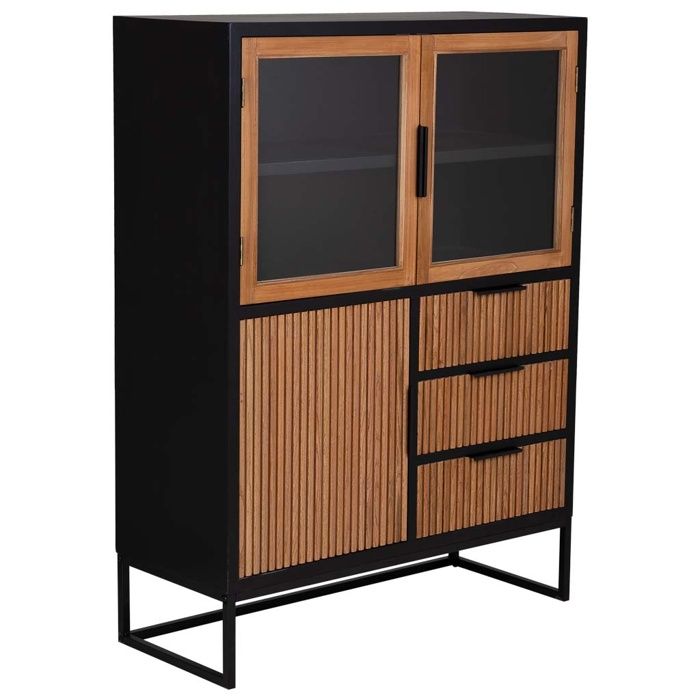 Vitrine 3 portes et 3 tiroirs bois 100x40x135h Vitrine 3 portes et 3 tiroirs bois 100x40x135h