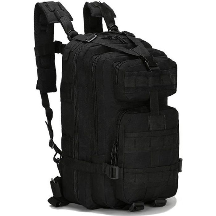 Sacs à Dos Militaires Tactiques de sac à dos extérieurs pour le camping faisant la randonnée et le trekking imperméable 25L - Noir