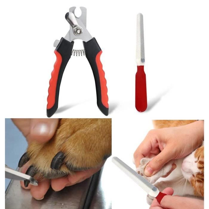 Coupe Griffes Pour Chien Et Chat Pince à Ongles Coupante Avec Lime à Ongles Rouge Kit Essentiel De Toilettage