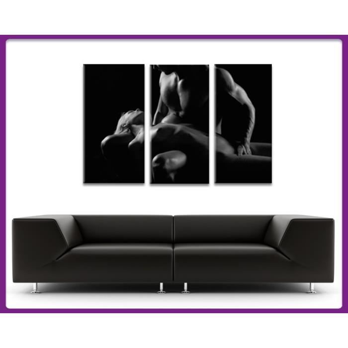 Bilderdepot24 Tableau Toile Couple D Amoureux Erotisme Noir Et Blanc 90x60cm 3 Pieces Achat Vente Tableau Toile Cdiscount