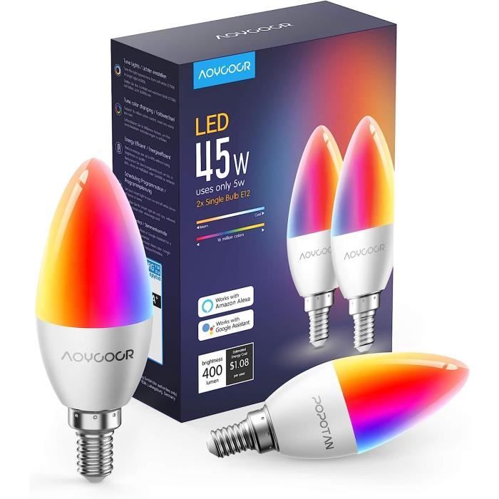 Ampoule Led Intelligente E14 Wifi 5W 27006500K+ Rgb, Musique À