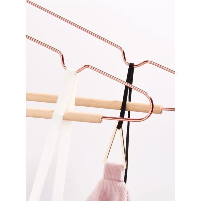 Lot De 10 Cintres Métal Doré Avec Clips Antidérapants - Gain De Place, Pour Pantalons, Jupes, Costumes - 8
