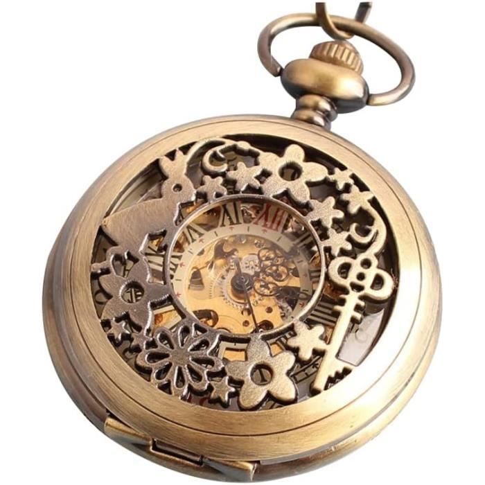 Montre a Gousset Homme Montre De Poche a Rabat Retro pour Femme Montre De Poche Creuse Montre De Poche Mecanique avec Chaine A864 Achat vente montre de gousset Neuf Cdiscount