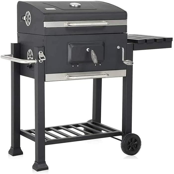 Barbecue XXL à charbon, charbon de bois, grill de jardin réglable avec