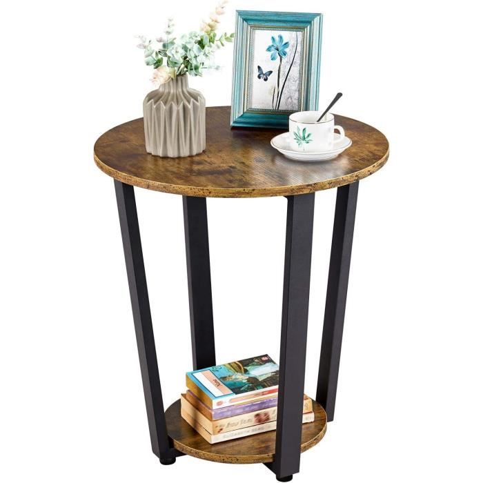 Lot De 2 Guéridons Noirs – Table D'appoint En Fer Forgé Et Verre, Intérieur/extérieur