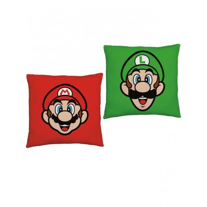 Coussin carré rempli de Nintendo Super Mario - Rouge / Vert